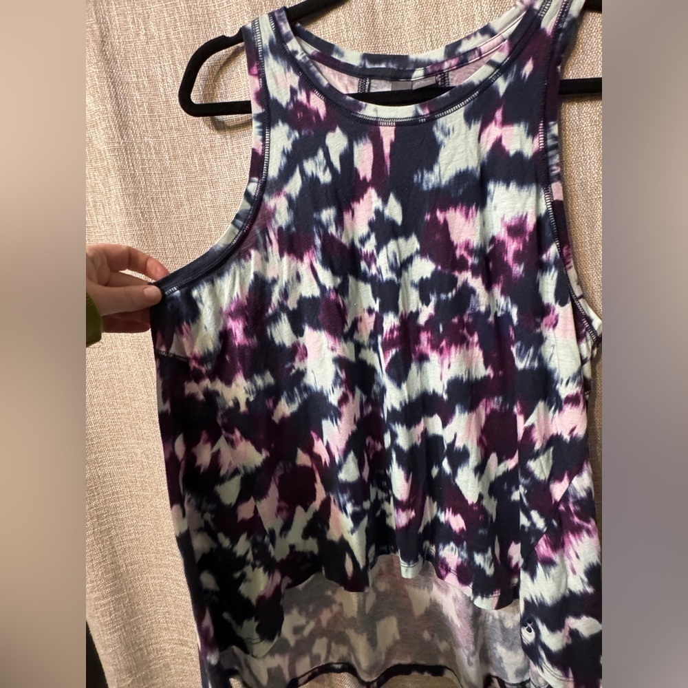 Sweaty Betty Easy Peazy Pima Blue Flow Print Sleeveless Tank Size Medium/8-10 - Picture 5 of 10